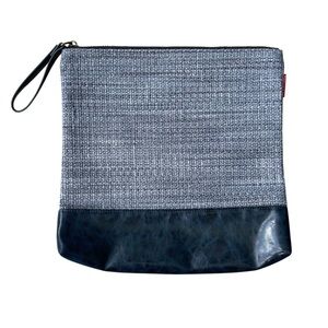 Brentano Zippered Pouch Bag Blue Vegan Leather